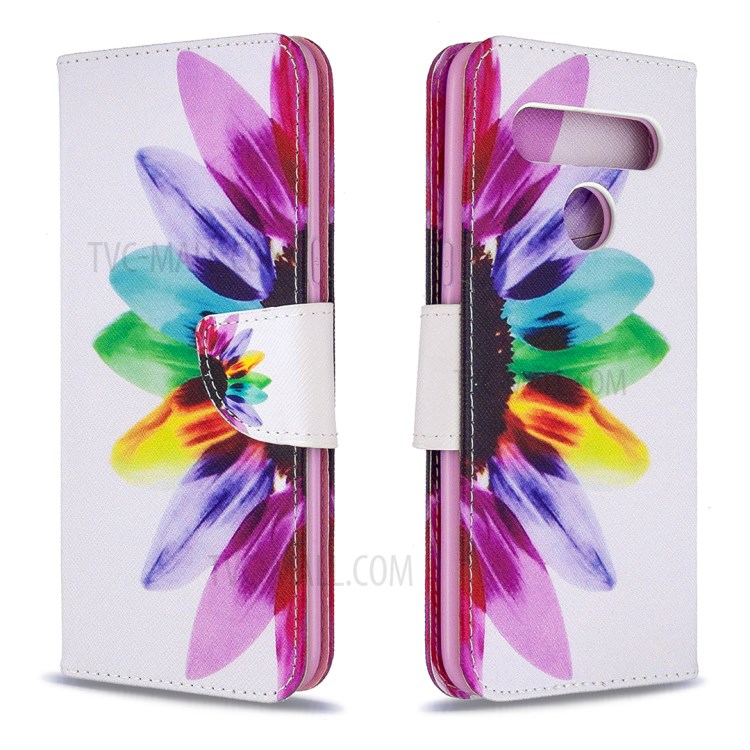 Pattern Printing Stand Leather Wallet Mobile Case for LG K61 - Petals Pattern-8