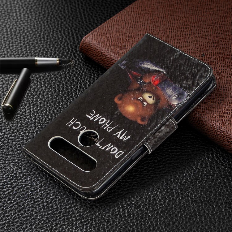 Pattern Printing Stand Leather Wallet Mobile Case for LG K61 - Bear and Its Warnings-5