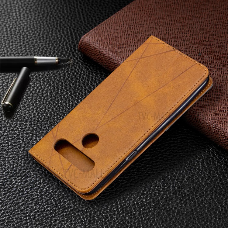 Geometric Pattern Stand Leather with Card Holder Shell for LG K61 - Brown-6