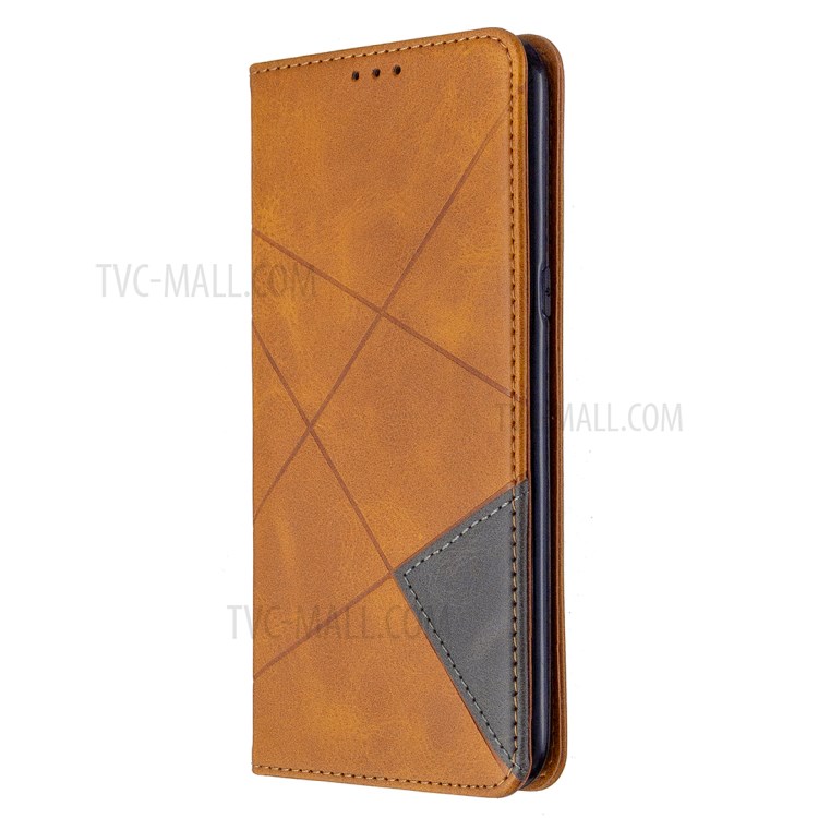 Geometric Pattern Stand Leather with Card Holder Shell for LG K61 - Brown-7