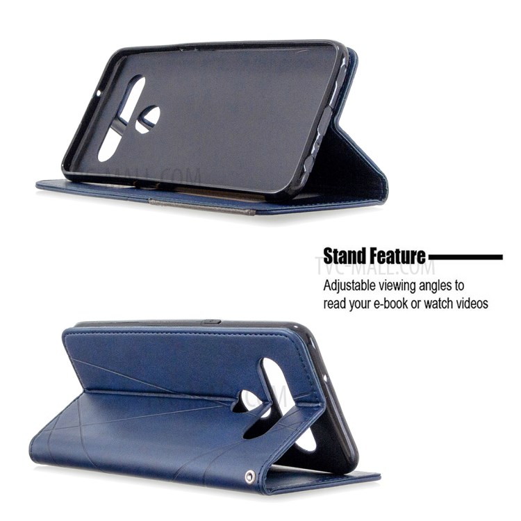 Geometric Pattern Stand Leather with Card Holder Shell for LG K61 - Dark Blue-2