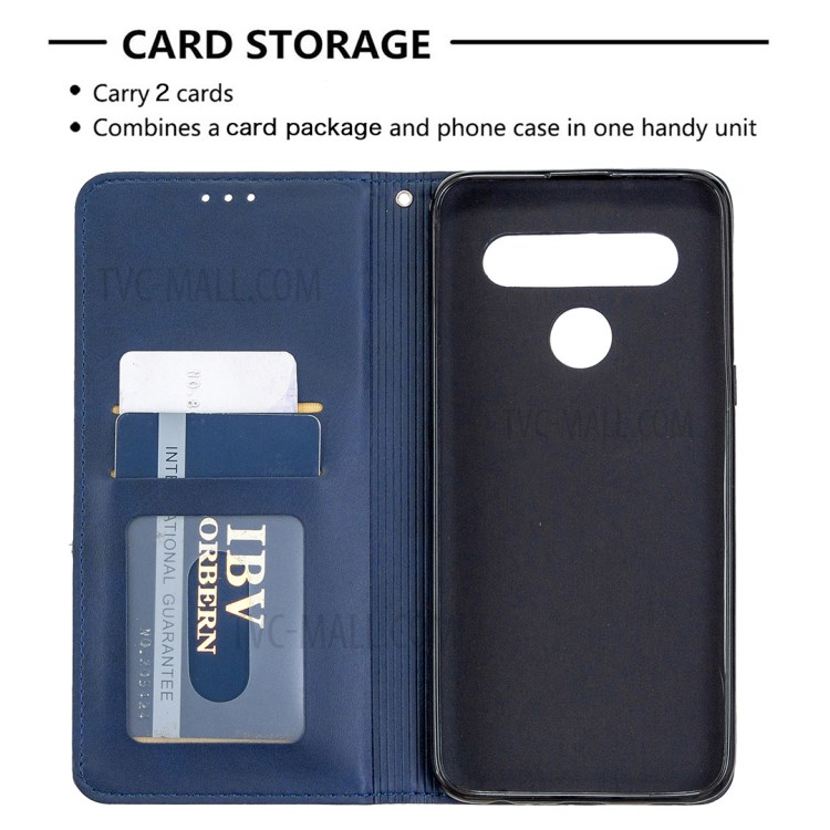 Geometric Pattern Stand Leather with Card Holder Shell for LG K61 - Dark Blue-4
