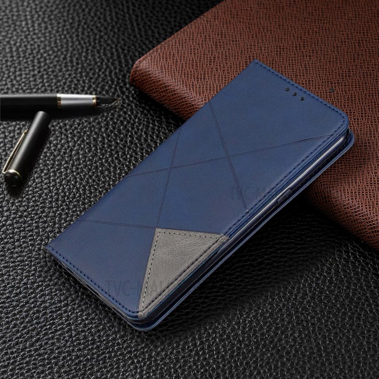 Geometric Pattern Stand Leather with Card Holder Shell for LG K61 - Dark Blue-5