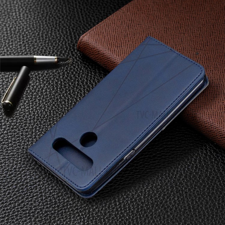 Geometric Pattern Stand Leather with Card Holder Shell for LG K61 - Dark Blue-6
