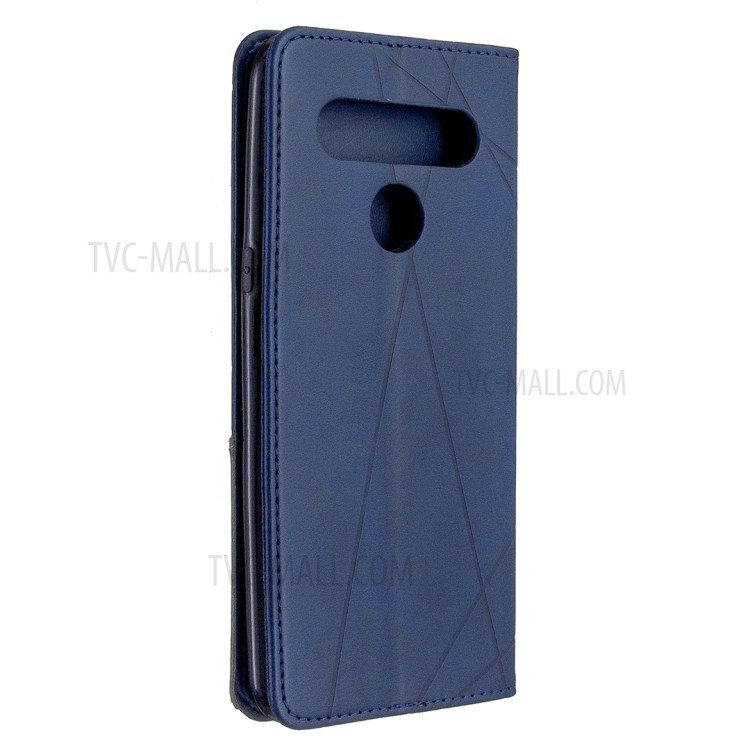 Geometric Pattern Stand Leather with Card Holder Shell for LG K61 - Dark Blue-8