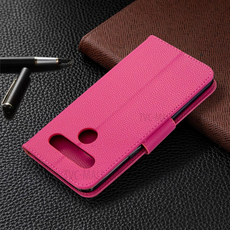 Litchi Skin Wallet Leather Stand Cover Case for LG K61 - Rose-5
