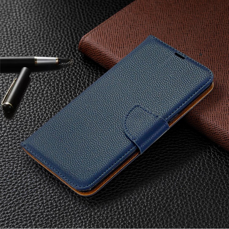 Litchi Skin Wallet Leather Stand Cover Case for LG K61 - Blue-4