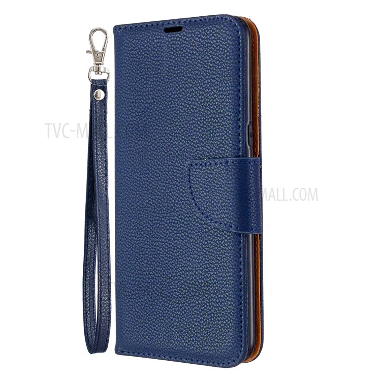 Litchi Skin Wallet Leather Stand Cover Case for LG K61 - Blue-7