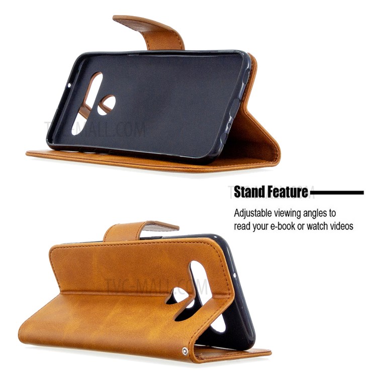 PU Leather Wallet Stand Phone Case for LG K61 - Brown-2