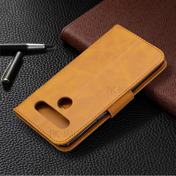 PU Leather Wallet Stand Phone Case for LG K61 - Brown-5