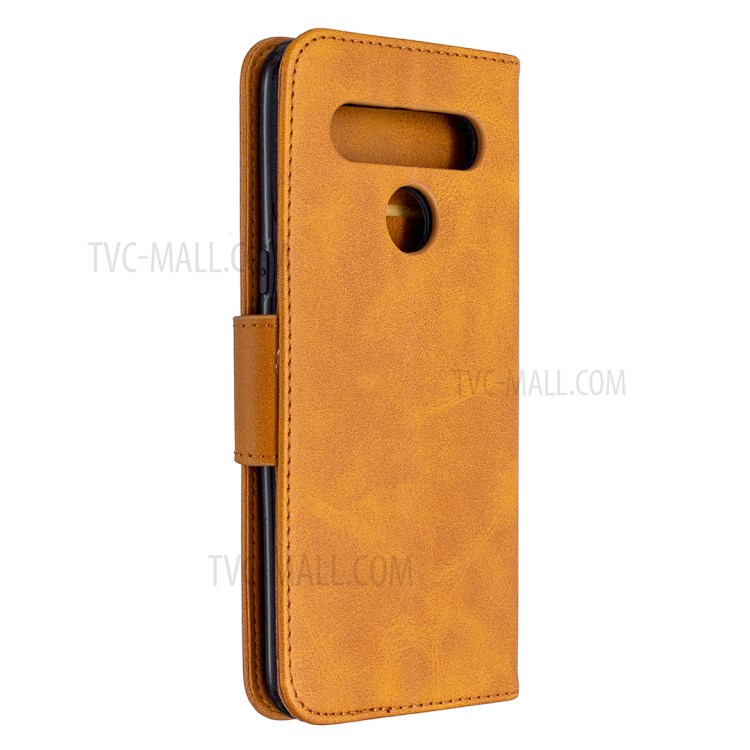 PU Leather Wallet Stand Phone Case for LG K61 - Brown-8