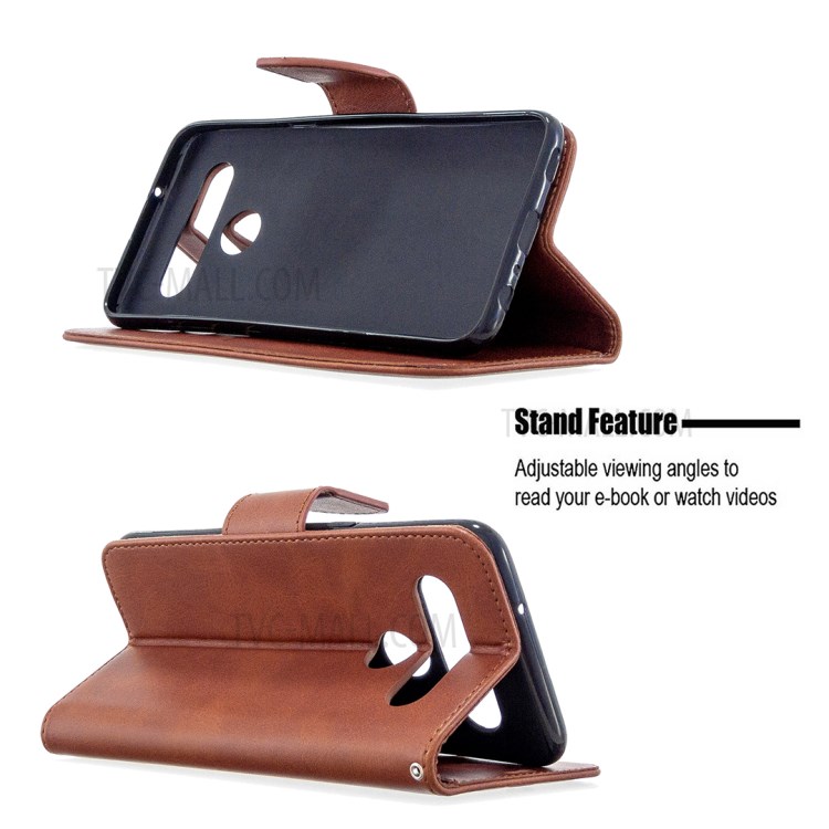 PU Leather Wallet Stand Phone Case for LG K61 - Coffee-2