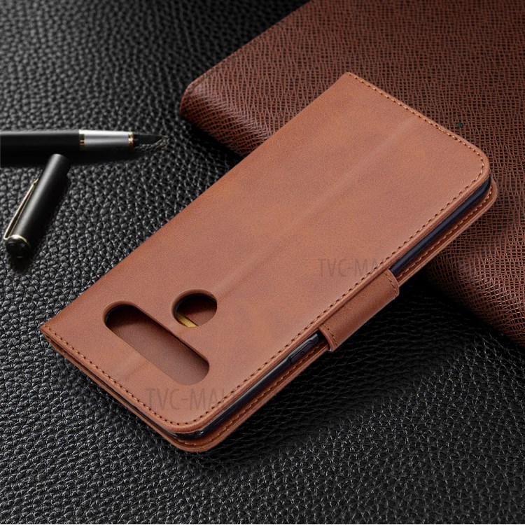 PU Leather Wallet Stand Phone Case for LG K61 - Coffee-5