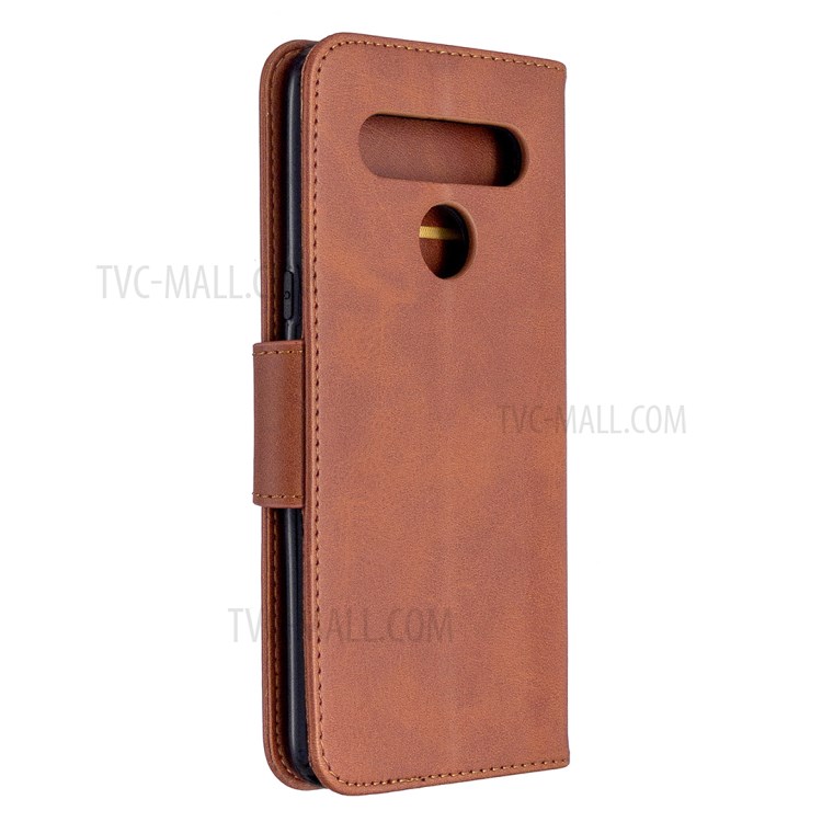 PU Leather Wallet Stand Phone Case for LG K61 - Coffee-8