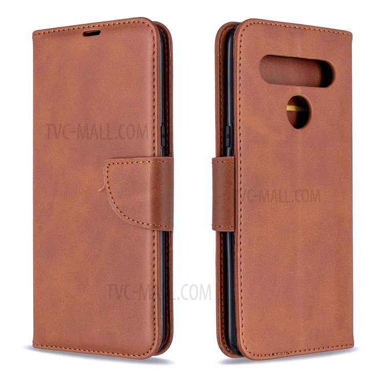 PU Leather Wallet Stand Phone Case for LG K61 - Coffee-9