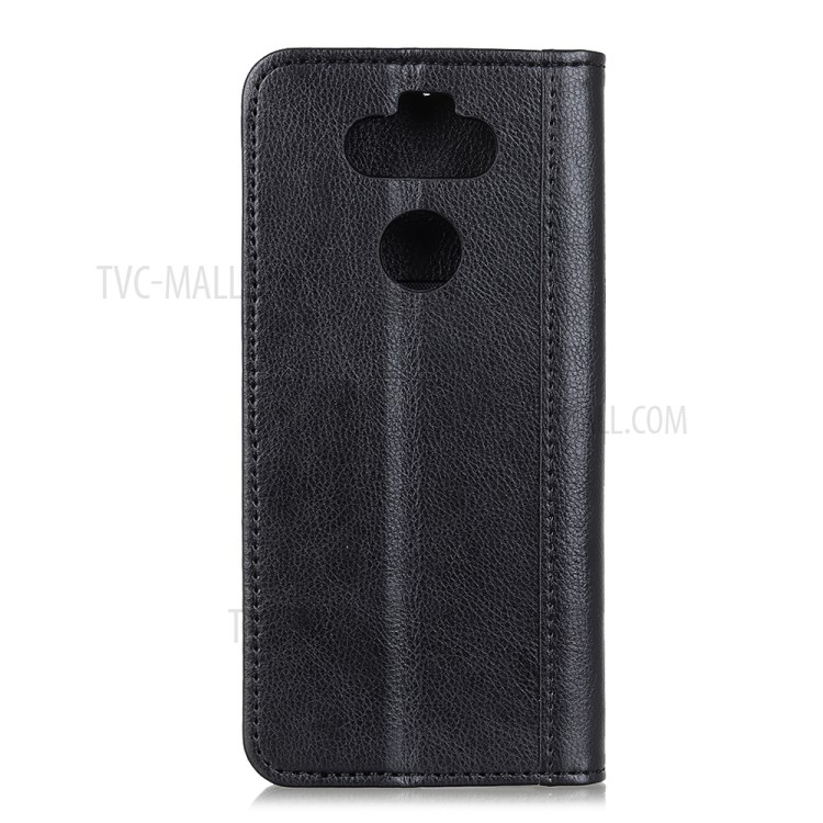 Litchi Texture Auto-absorbed Split Leather Wallet Phone Casing for LG K31 - Black-2