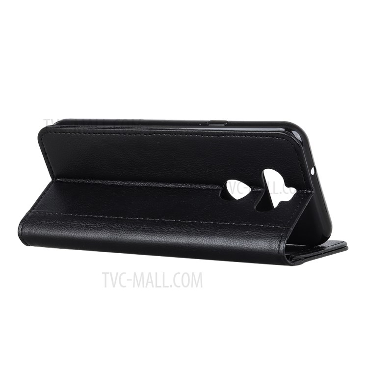 Litchi Texture Auto-absorbed Split Leather Wallet Phone Casing for LG K31 - Black-3