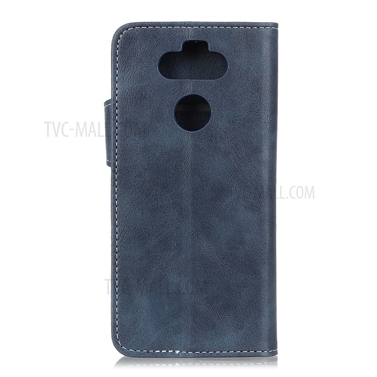 Cowhide Skin Flip Leather Stand Wallet Shell for LG K31 - Blue-2