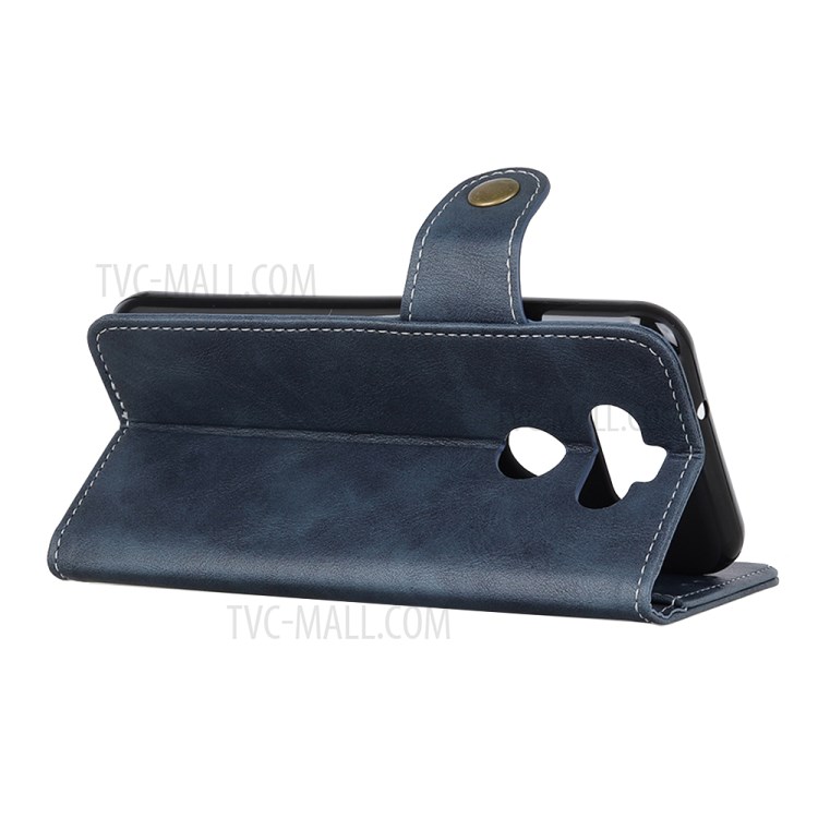 Cowhide Skin Flip Leather Stand Wallet Shell for LG K31 - Blue-3