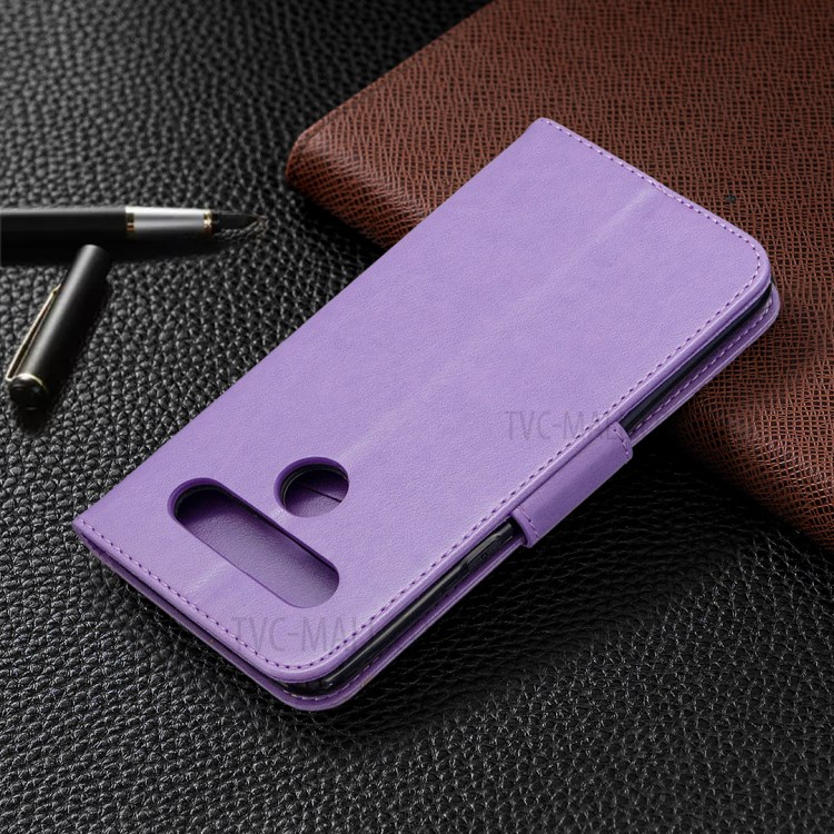 Imprint Butterfly Stand Leather with Wallet Case for LG K61 - Purple-5