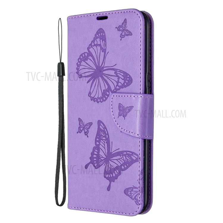 Imprint Butterfly Stand Leather with Wallet Case for LG K61 - Purple-6