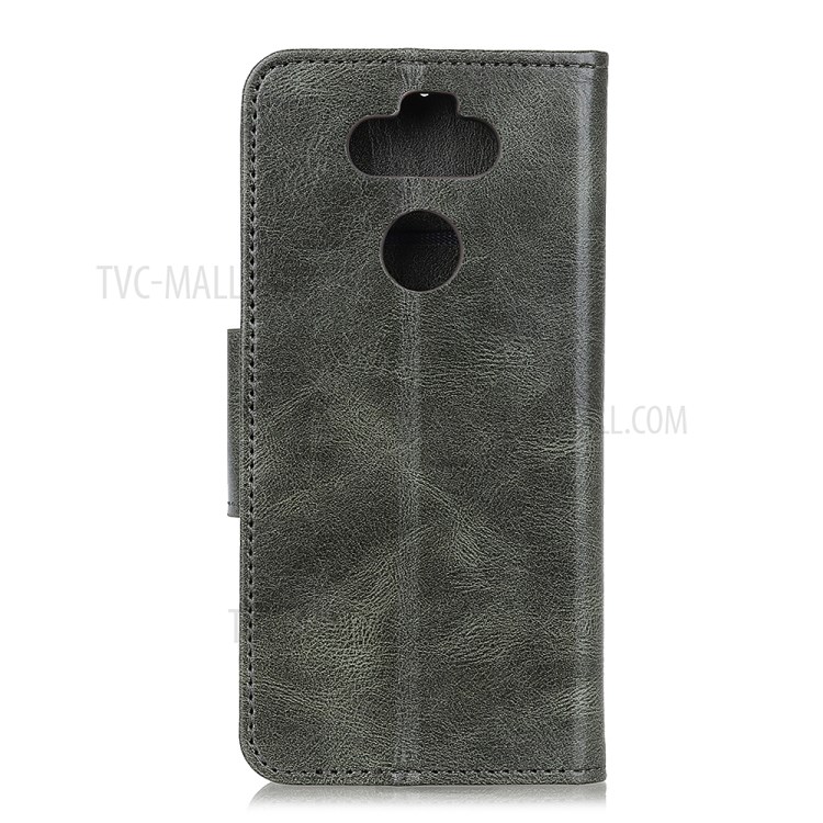 Crazy Horse Leather Wallet Stand Case for LG K31 - Army Green-3