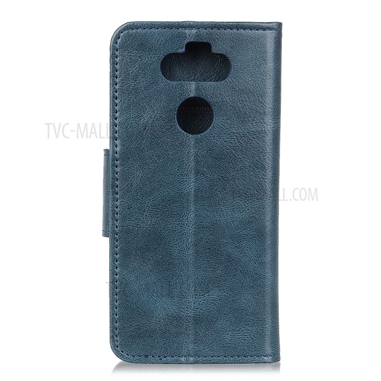 Crazy Horse Leather Wallet Stand Case for LG K31 - Blue-3
