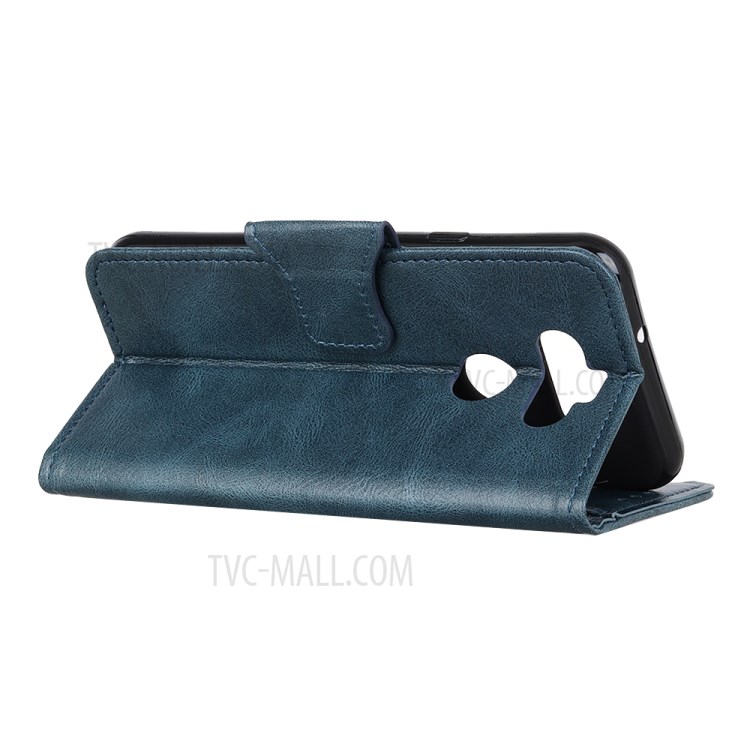 Crazy Horse Leather Wallet Stand Case for LG K31 - Blue-4