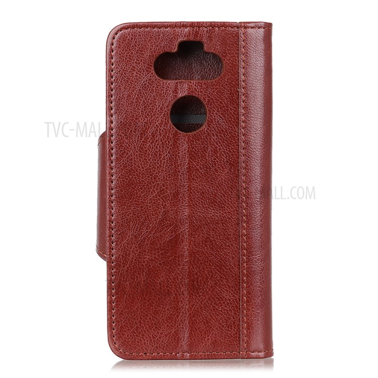 Textured PU Leather Wallet Case Cover for LG K31 - Brown-3