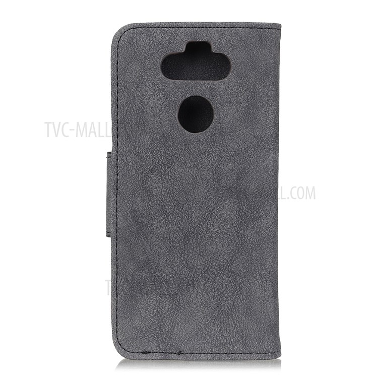 Premium Vintage Leather Wallet Case for LG K31 - Grey-3