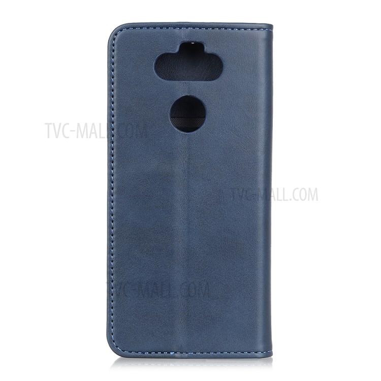Auto-absorbed Litchi Texture Split Leather Wallet Case for LG K31 - Dark Blue-3