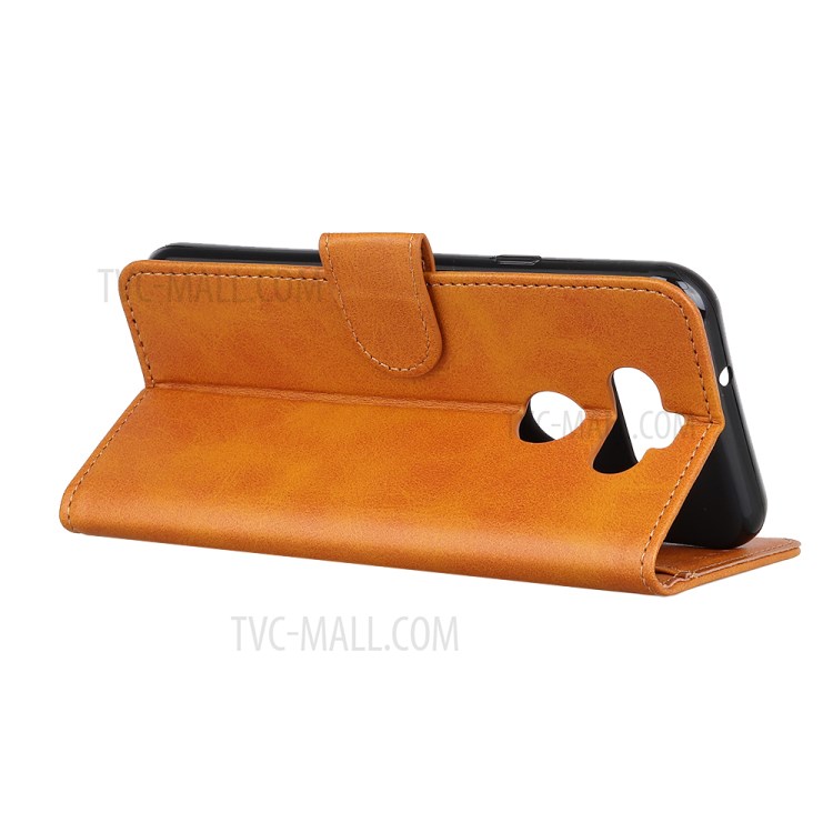 PU Leather Protective Cover Wallet Phone Case for LG K31 - Brown-4