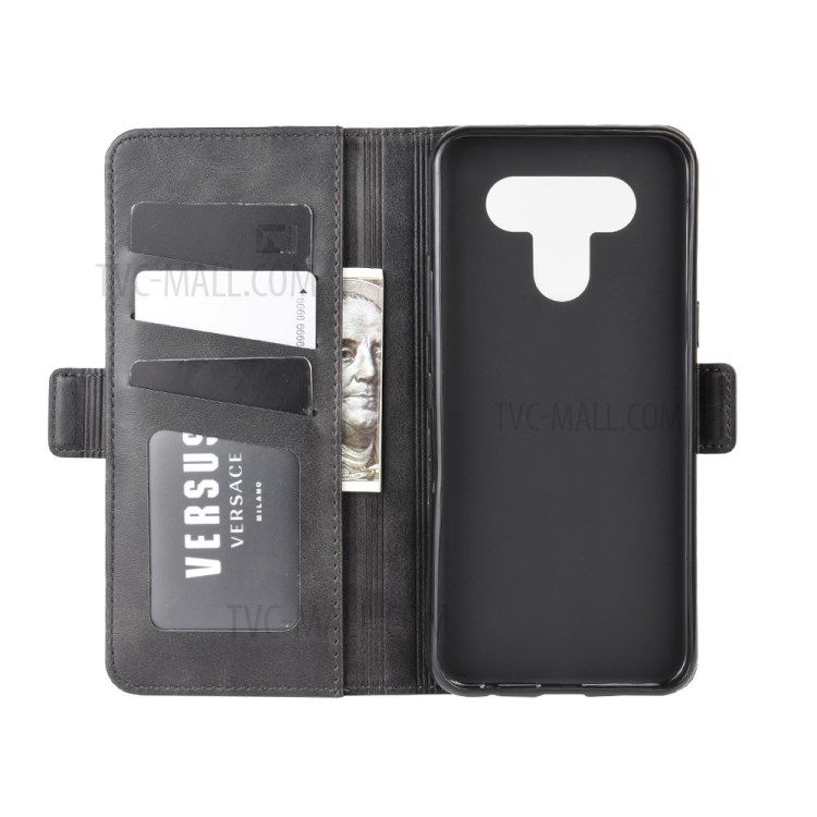Magnet Adsorption Leather Wallet Stand Phone Shell Cover for LG K51 - Green-5