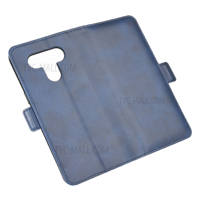 Magnet Adsorption Leather Wallet Stand Phone Shell Cover for LG K51 - Blue-2
