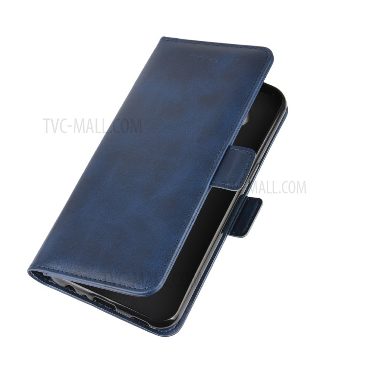 Magnet Adsorption Leather Wallet Stand Phone Shell Cover for LG K51 - Blue-3