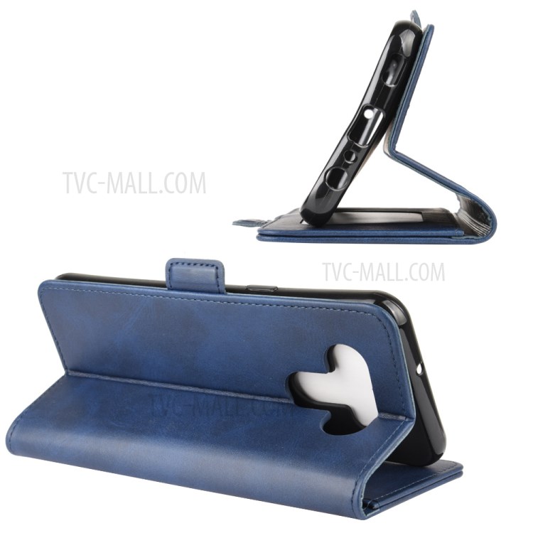 Magnet Adsorption Leather Wallet Stand Phone Shell Cover for LG K51 - Blue-6