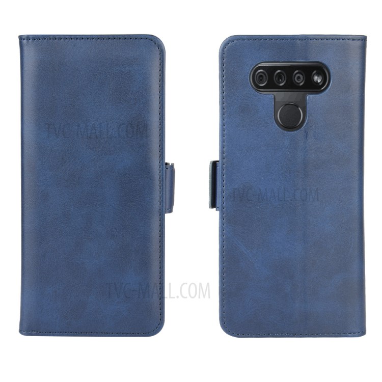 Magnet Adsorption Leather Wallet Stand Phone Shell Cover for LG K51 - Blue-7