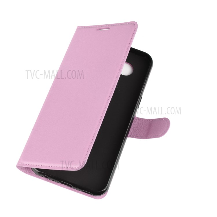 Litchi Skin Wallet Leather Stand Case for LG K51 - Pink-2
