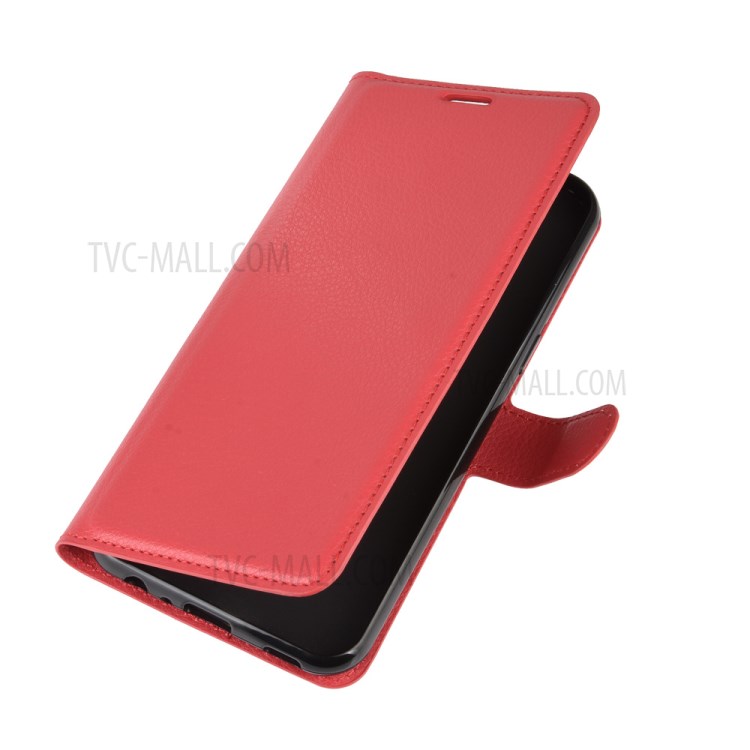 Litchi Skin Wallet Leather Stand Case for LG K51 - Red-2