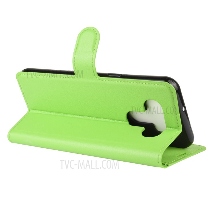 Litchi Skin Wallet Leather Stand Case for LG K51 - Green-5