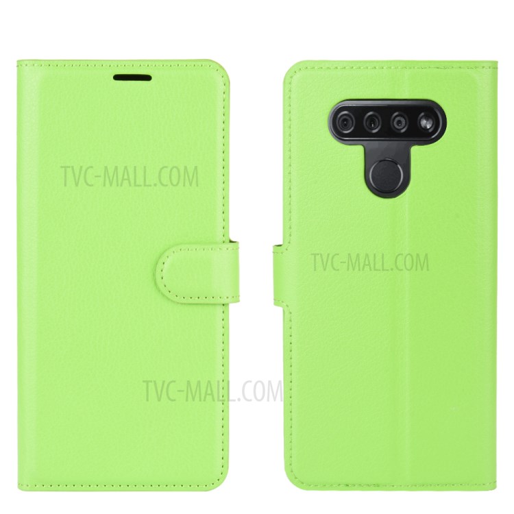 Litchi Skin Wallet Leather Stand Case for LG K51 - Green-6