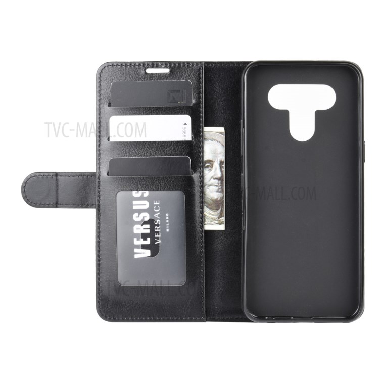 Crazy Horse Skin with Wallet Leather Stand Case for LG K51 - Black-5