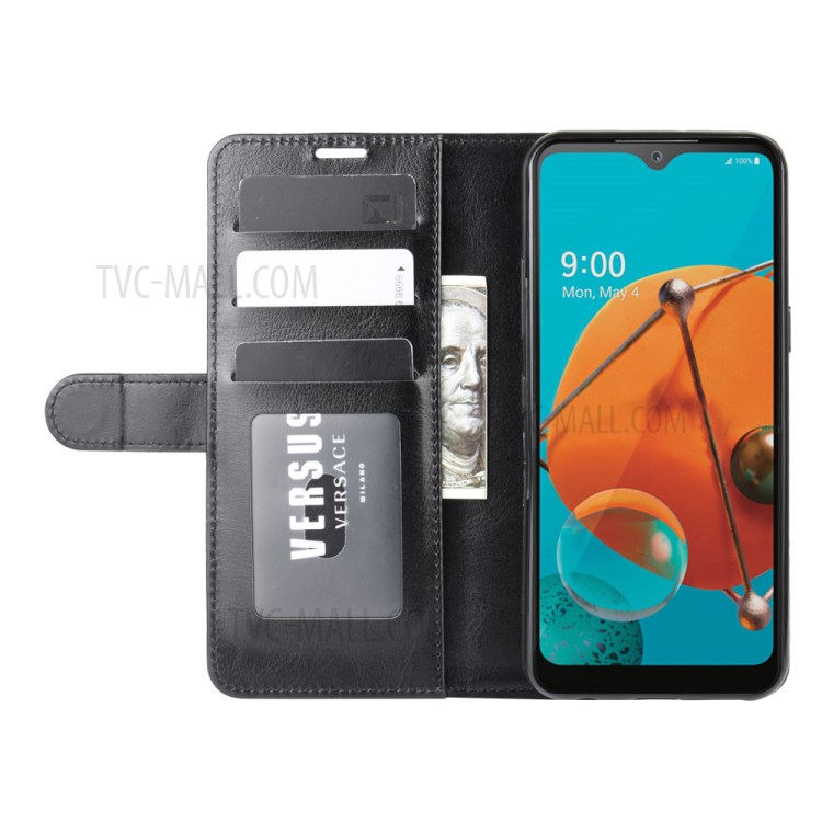Crazy Horse Skin with Wallet Leather Stand Case for LG K51 - Black-6