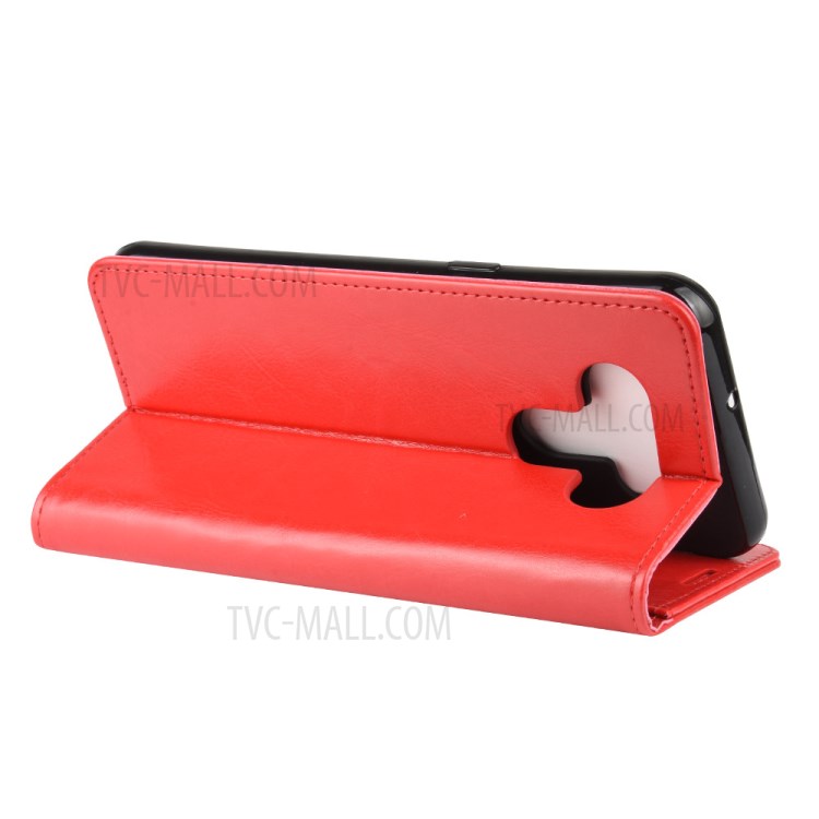 Crazy Horse Skin with Wallet Leather Stand Case for LG K51 - Red-3