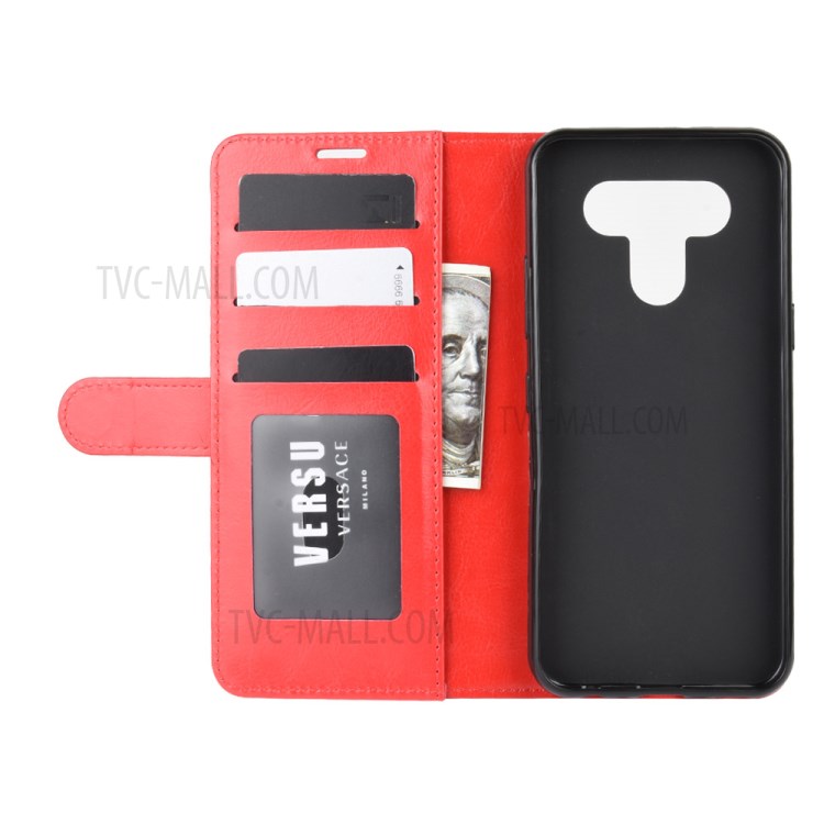 Crazy Horse Skin with Wallet Leather Stand Case for LG K51 - Red-8
