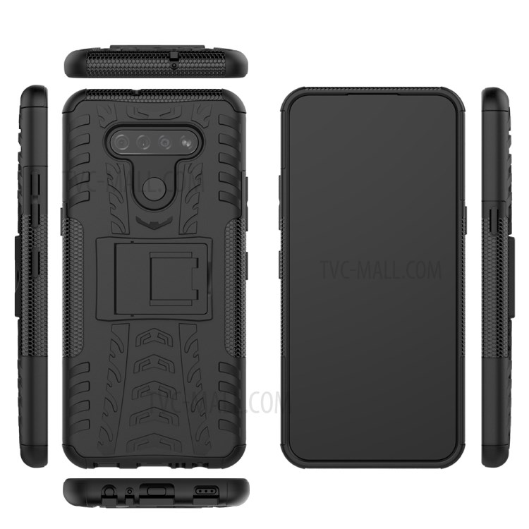 Anti-slip PC + TPU Cool Case with Kickstand for LG K51/Q51 - Black-2