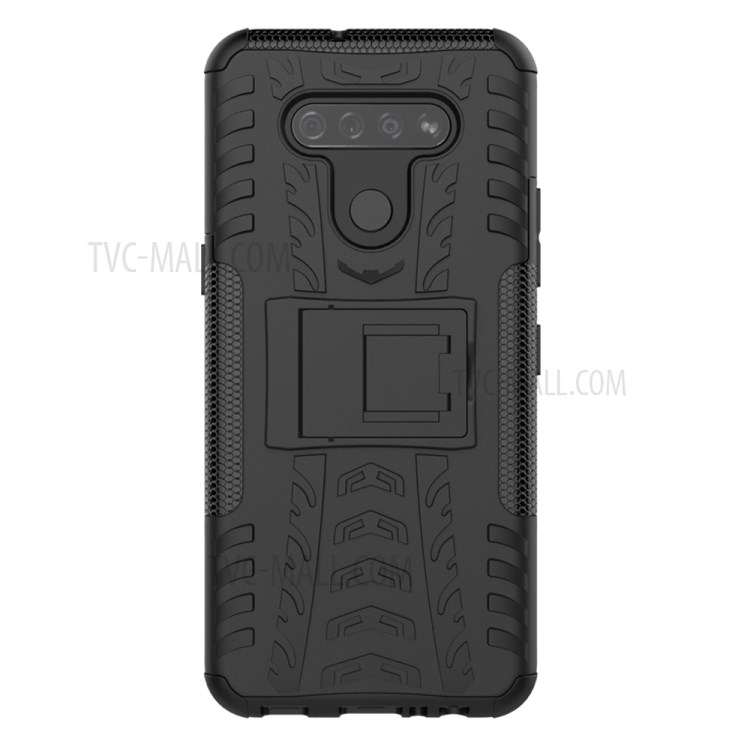 Anti-slip PC + TPU Cool Case with Kickstand for LG K51/Q51 - Black-3