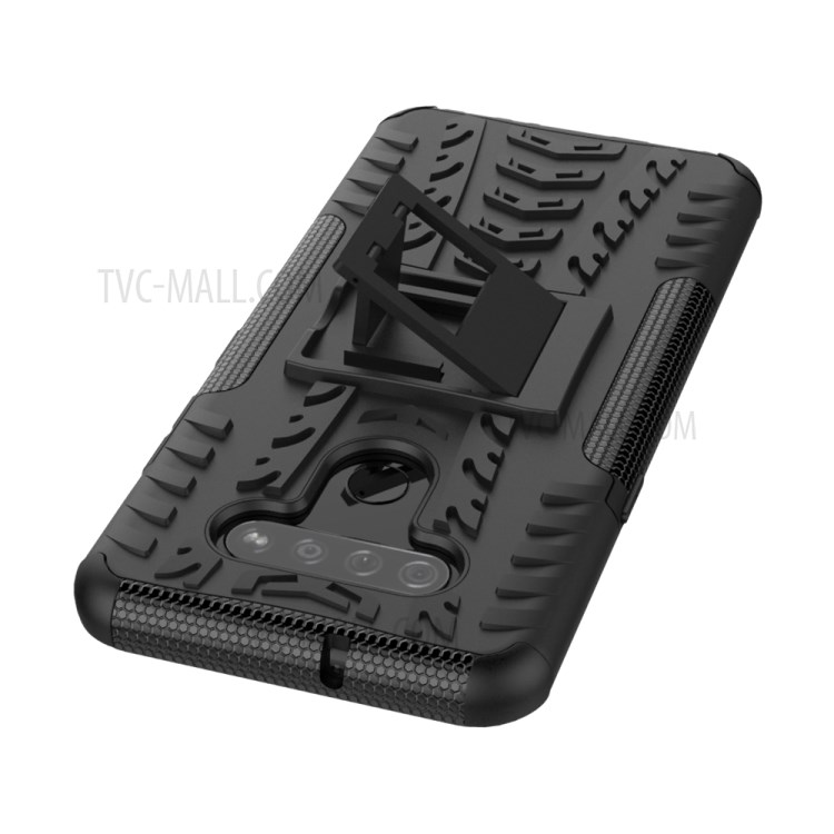 Anti-slip PC + TPU Cool Case with Kickstand for LG K51/Q51 - Black-7