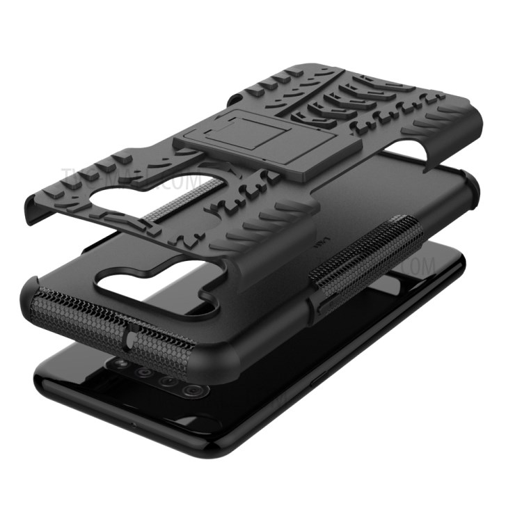 Anti-slip PC + TPU Cool Case with Kickstand for LG K51/Q51 - Black-8