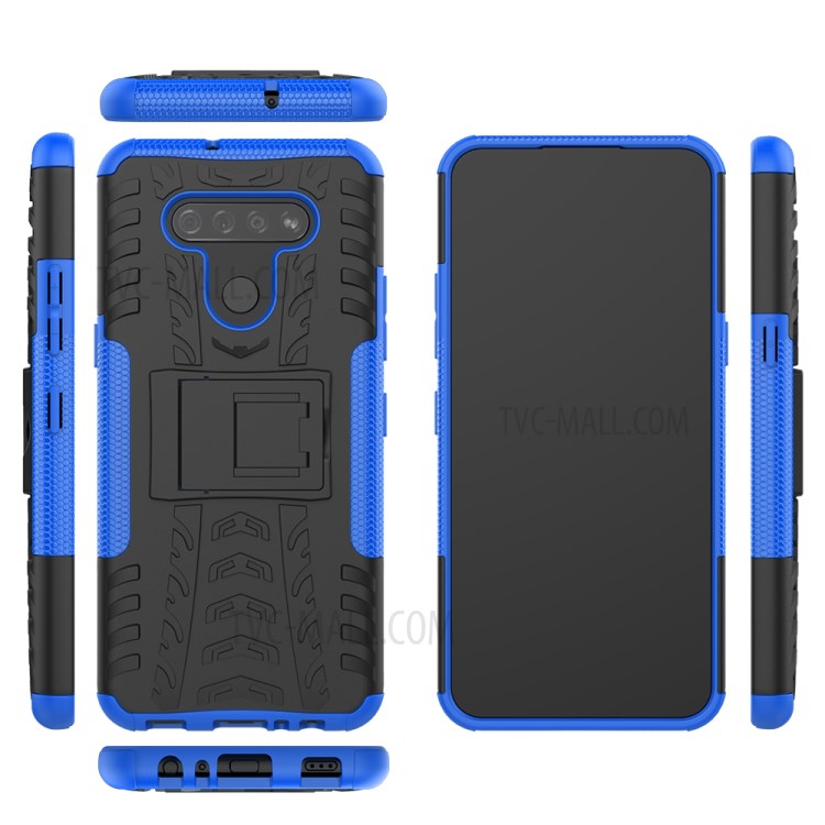 Anti-slip PC + TPU Cool Case with Kickstand for LG K51/Q51 - Blue-2